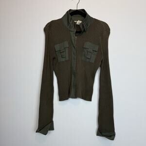 Vintage y2k New Directions utility knit top pockets buckles LG grunge